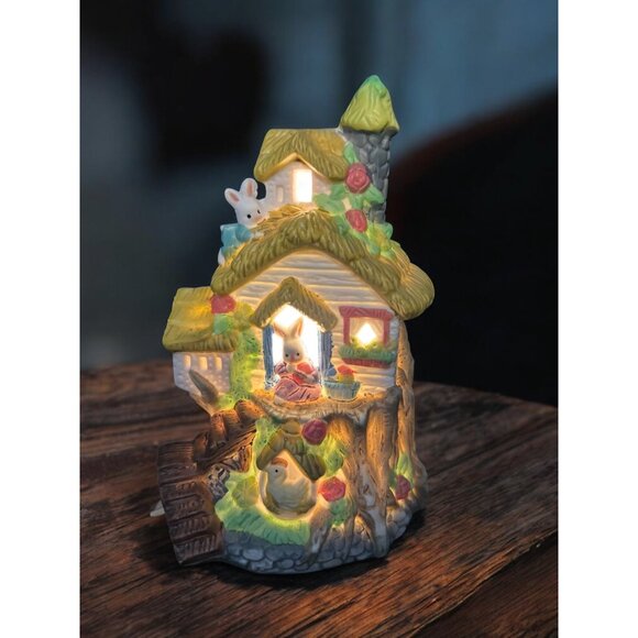 Vintage Easter Jubilee Lighted Easter Bunny Village House - Picture 7 of 10